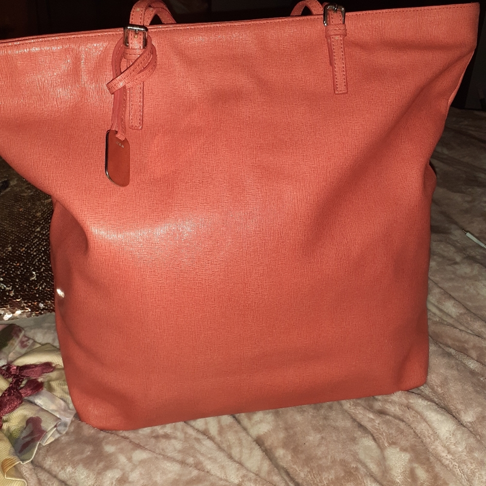 Orange Furla 100 % cowhide leather tote